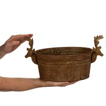 Product Oval Metal Rustic Reindeer Head Decorative Bowl 41cm