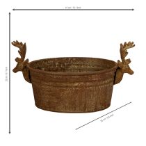 Product Oval Metal Rustic Reindeer Head Decorative Bowl 41cm