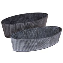 Product Bowl Oval Metal Black Grey Vintage 32.5/37cm Set of 2