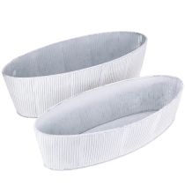 Product Oval metal bowl in white silver 32.5cm/37cm set of 2
