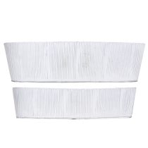 Product Oval metal bowl in white silver 32.5cm/37cm set of 2