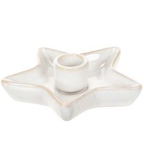 Product Ceramic Star Candle Holders White 12cm for Taper Candles Set of 2