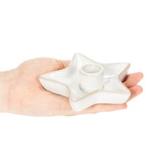 Product Ceramic Star Candle Holders White 12cm for Taper Candles Set of 2