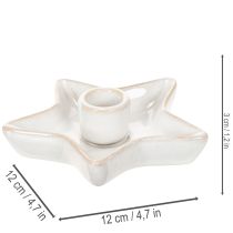 Product Ceramic Star Candle Holders White 12cm for Taper Candles Set of 2