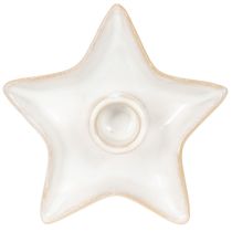 Product Ceramic Star Candle Holders White 12cm for Taper Candles Set of 2