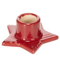 Product Star-Shaped Ceramic Taper Candle Holders for Christmas, 8cm, Red, Set of 2