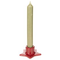 Product Star-Shaped Ceramic Taper Candle Holders for Christmas, 8cm, Red, Set of 2