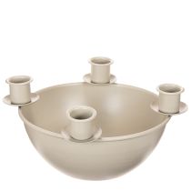 Product Modern Beige Candleholder Bowl with 4 Stands, Advent Wreath Base, 15cm