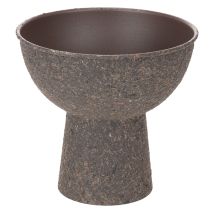 Product Round Plant Bowl with Pedestal, 18 cm Diameter, Brown and Anthracite, Metal