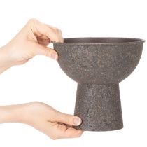 Product Round Plant Bowl with Pedestal, 18 cm Diameter, Brown and Anthracite, Metal