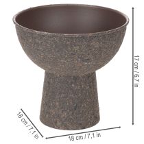 Product Round Plant Bowl with Pedestal, 18 cm Diameter, Brown and Anthracite, Metal