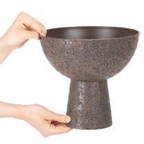 Product Round Metal Plant Bowl with Stand, 25 cm, Brown, Indoor Decorative Planter