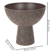 Product Round Metal Plant Bowl with Stand, 25 cm, Brown, Indoor Decorative Planter