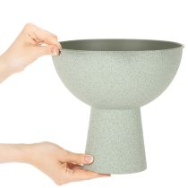 Product Metal Plant Bowl with Stand, 25cm, Green Granite Look