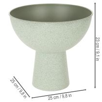 Product Metal Plant Bowl with Stand, 25cm, Green Granite Look