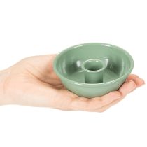 Product Taper Candle Holders Set of 2 Green Metal 10cm for Arrangements and Decorations