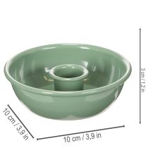 Product Taper Candle Holders Set of 2 Green Metal 10cm for Arrangements and Decorations