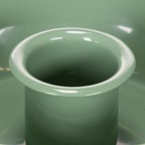 Product Taper Candle Holders Set of 2 Green Metal 10cm for Arrangements and Decorations