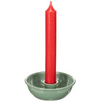 Product Taper Candle Holders Set of 2 Green Metal 10cm for Arrangements and Decorations