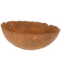 Product Round Metal Bowl with Rust Effect and Textured Surface, 20 cm