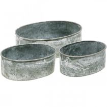 Product Decorative bowl metal socket bowl oval gray L22.5/19.5/16cm set of 3