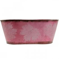 Product Bowl with leaf decoration, planter, autumn decoration, metal pot wine red L38cm H15cm