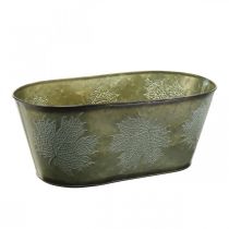 Product Planter bowl for autumn, metal decoration with leaf decoration green L38cm H15cm