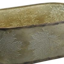 Product Autumn pot, plant bowl with leaves, metal decoration Golden L38cm H15cm