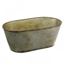 Product Autumn pot, planter bowl with leaves, metal decoration golden L38cm H15cm