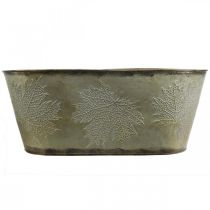 Product Autumn pot, plant bowl with leaves, metal decoration Golden L38cm H15cm
