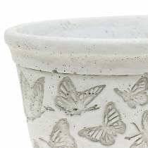 Plant Pot Bowl White with Butterflies 17cm x 12cm H8cm 2pcs