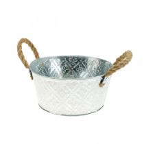 Planter bowl, metal pot with flower pattern, flower pot with handles Ø18cm