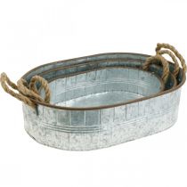 Product Plant pot with handles, herb bowl, arrangement base silver, brown L39/35.5/32 cm H10/8.5/7 cm set of 3