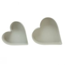 Product Bowl heart plastic decorative bowl white gray 24/21cm set of 2