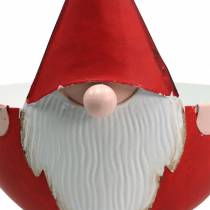 Product Decorative bowl gnome red, white metal Ø14cm H16cm Santa Claus bowl