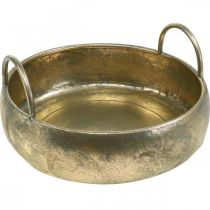 Product Planter metal bowl with handle gold antique look Ø31cm