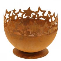 Metal bowl with stars, Christmas decorations, decorative vessel stainless steel Ø25cm H20.5cm