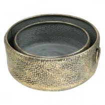 Product Decorative bowl antique look metal planter golden Ø37/31cm set of 2