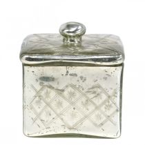 Product Glass jar with lid shabby glass decoration champagne 14×14×14.5cm