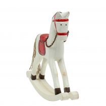 Product Rocking horse wood white, red 25cm x 20.5cm