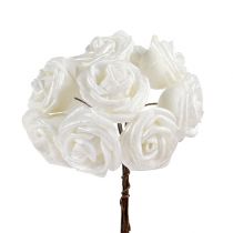 White foam roses with mother of pearl Ø2,5cm 120pcs