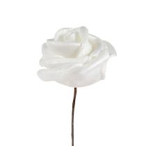 Product White foam roses with mother of pearl Ø2,5cm 120pcs