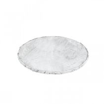 Product Decorative wooden disc with bark white coaster plywood Ø20cm