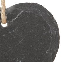 Product Slate board small heart for hanging black 7.5cm 6pcs