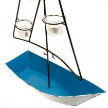 Product Lantern metal ship maritime decoration blue 38x14x55cm