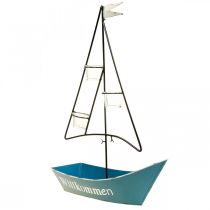 Product Lantern metal ship maritime decoration blue 38x14x55cm