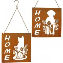 Product Metal sign patina, sign for hanging cat dog sorted 2pcs