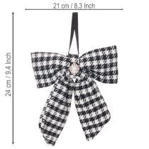 Product Checkered Fabric Bows with Brooch and Loop 24cm, Set of 2