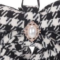 Product Checkered Fabric Bows with Brooch and Loop 24cm, Set of 2