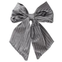 Product Velvet Ribbed Hanging Christmas Bows 24cm Grey and Olive Green Set of 2